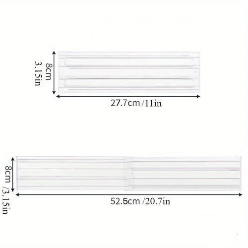 1Pc Clear Plastic Drawer Dividers Organizers Adjustable 8cm High Expandable from 27.5-52cm Kitchen Drawer Organizer