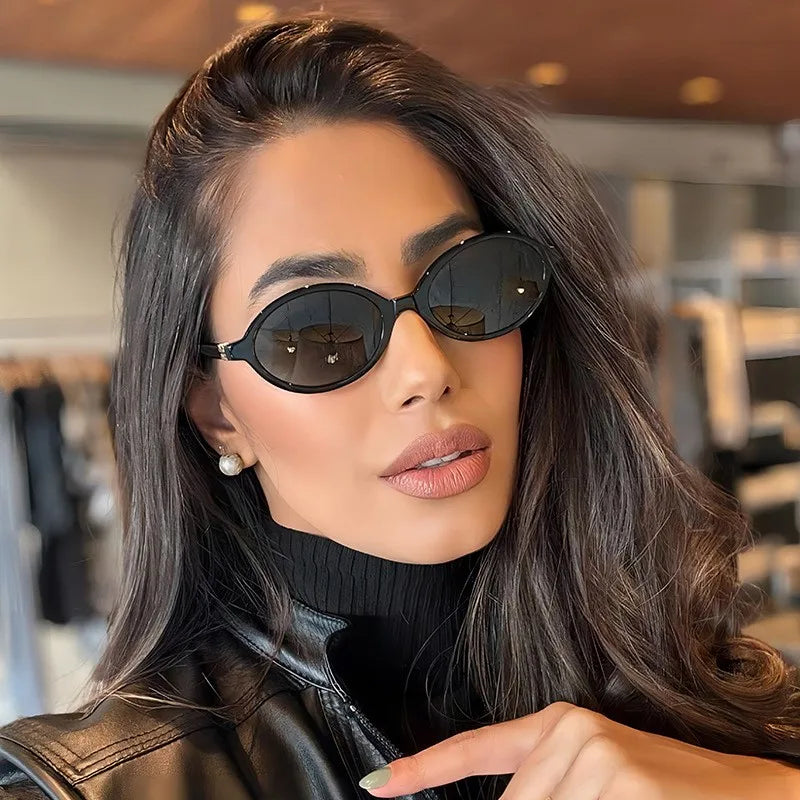 Vintage Oval Sunglasses Women Fashion Y2K Small Sun glasses Ladies Trendy Sexy Leopard Eyegalsses UV400 Retro Eyewear Men Shades