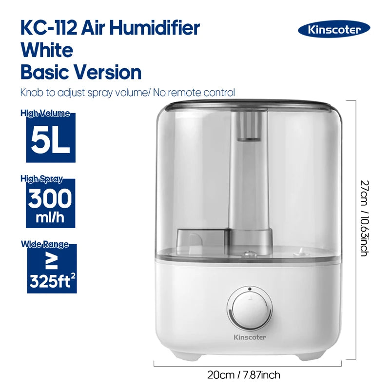 5L Air Humidifier Professional Large Capacity Home Air Humidifiers Ultrasonic Water Mist Diffuser Kinscoter Brand
