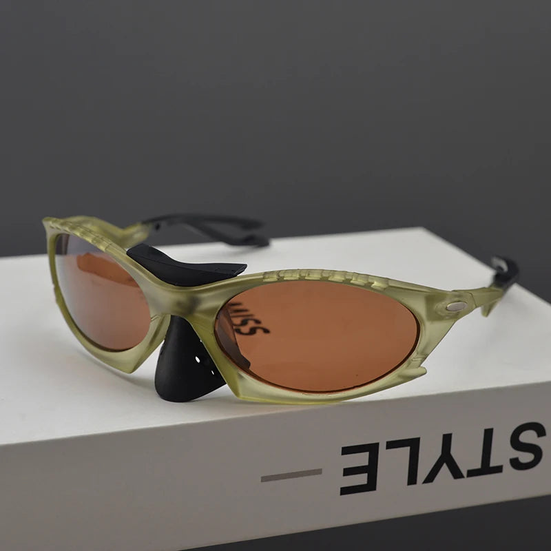 Y2K Millennium Style Unisex Outdoor Cycling Mountain Walking Sunglasses round Face Women's Fashionable Retro Elegant Sporty