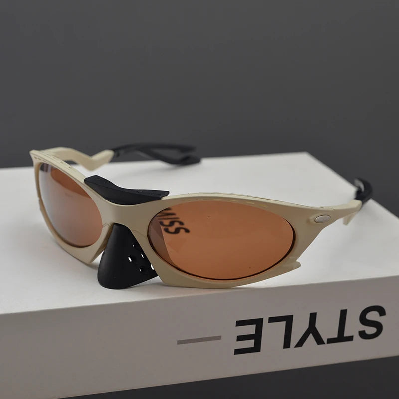 Y2K Millennium Style Unisex Outdoor Cycling Mountain Walking Sunglasses round Face Women's Fashionable Retro Elegant Sporty