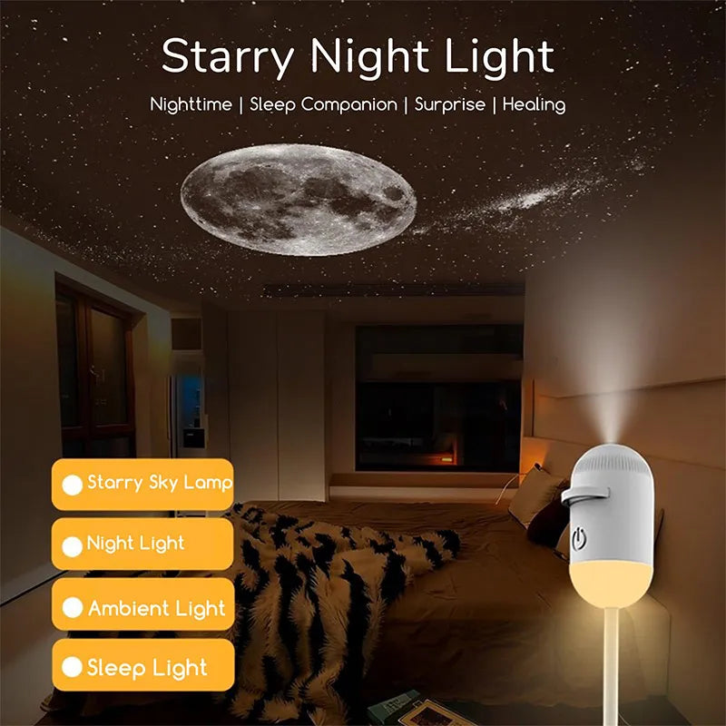 2-in-1 Mini Galaxy Star Projector Night Light Dimmable Touch Control Ambient Lamp Eye-Friendly USB Nightlight For Bedroom Decor