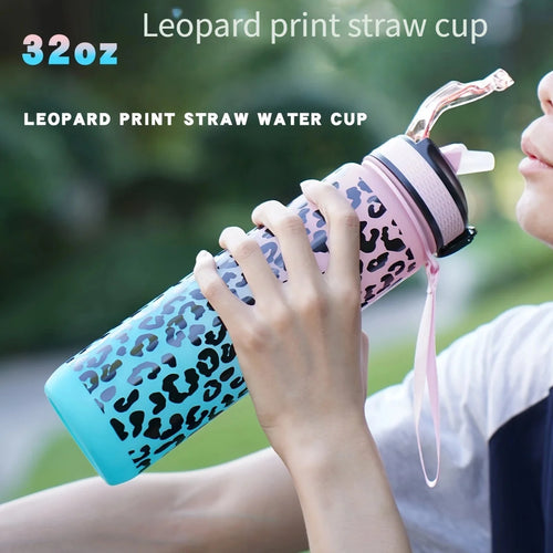 1000ml/34oz outdoor sports water bottle, with lid, durable and leak-proof, suitable for running, cycling, birthday gift, gift