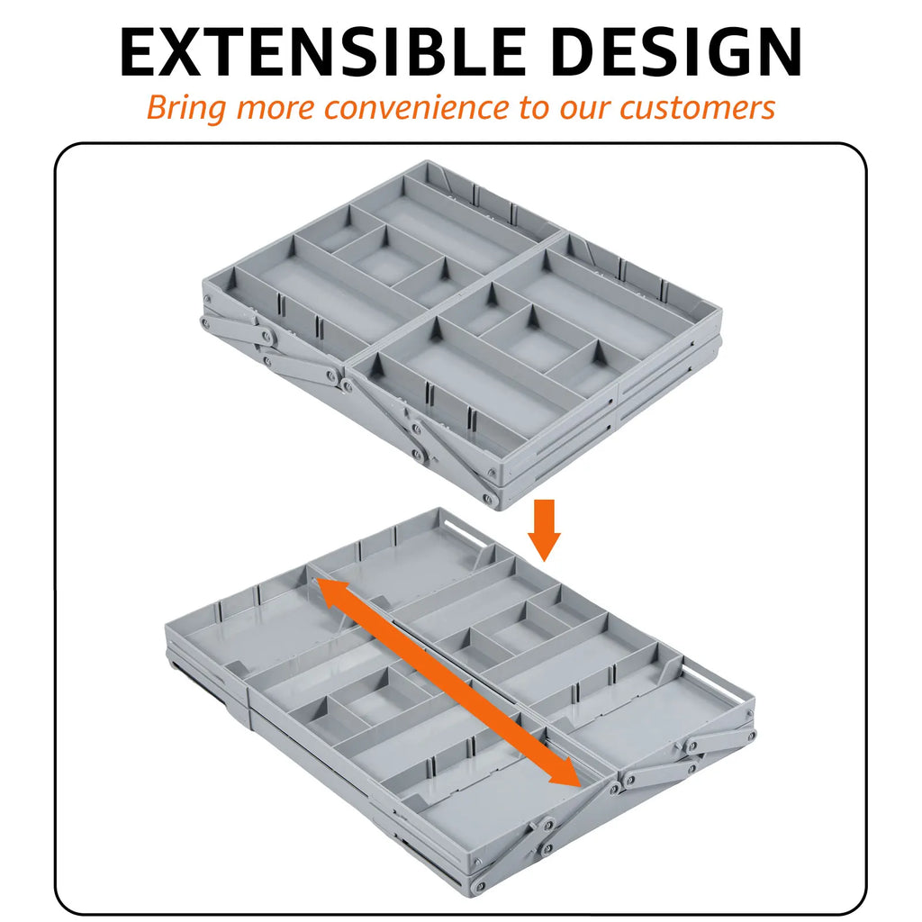 2/3 Tier Foldable Drawer Organizer Expandable Desk Organizer Trays with Adjustable Compartments for Office,Kitchen Supplies