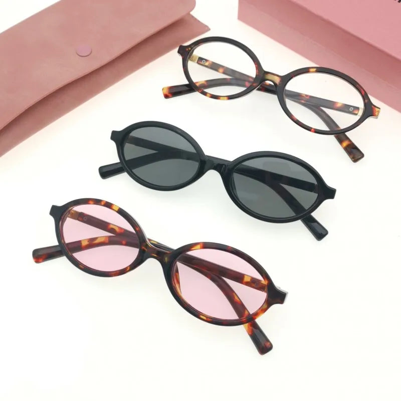 Vintage Oval Sunglasses Women Fashion Y2K Small Sun glasses Ladies Trendy Sexy Leopard Eyegalsses UV400 Retro Eyewear Men Shades