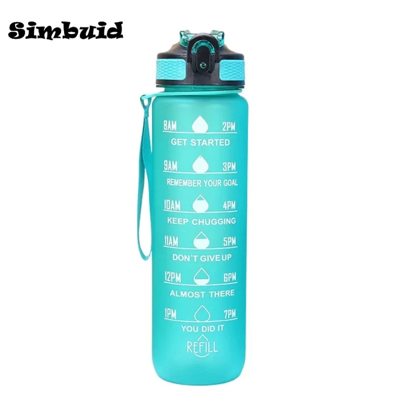 Gradient Color 1000ml Plastic Water Bottle with Straw Leak-Proof Sports Water Bottle for Outdoor Travel Fitness Cycling