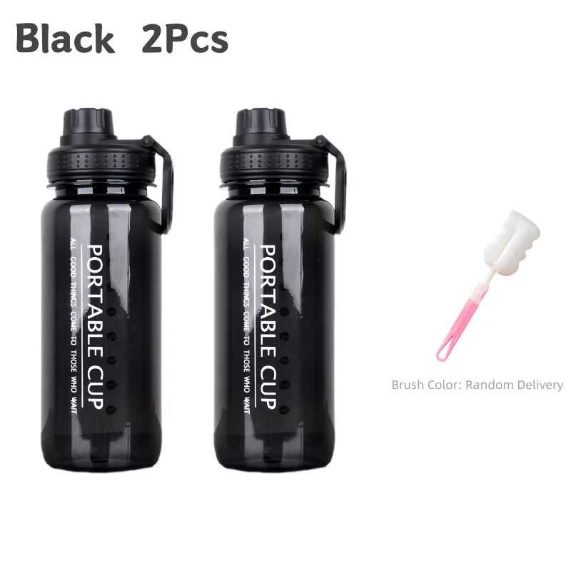 1 Liter Large Capacity Leak Proof Sports Water Bottle With Handheld Ring Portable Plastic Space Cup Outdoor Travel Beach Gym Jug