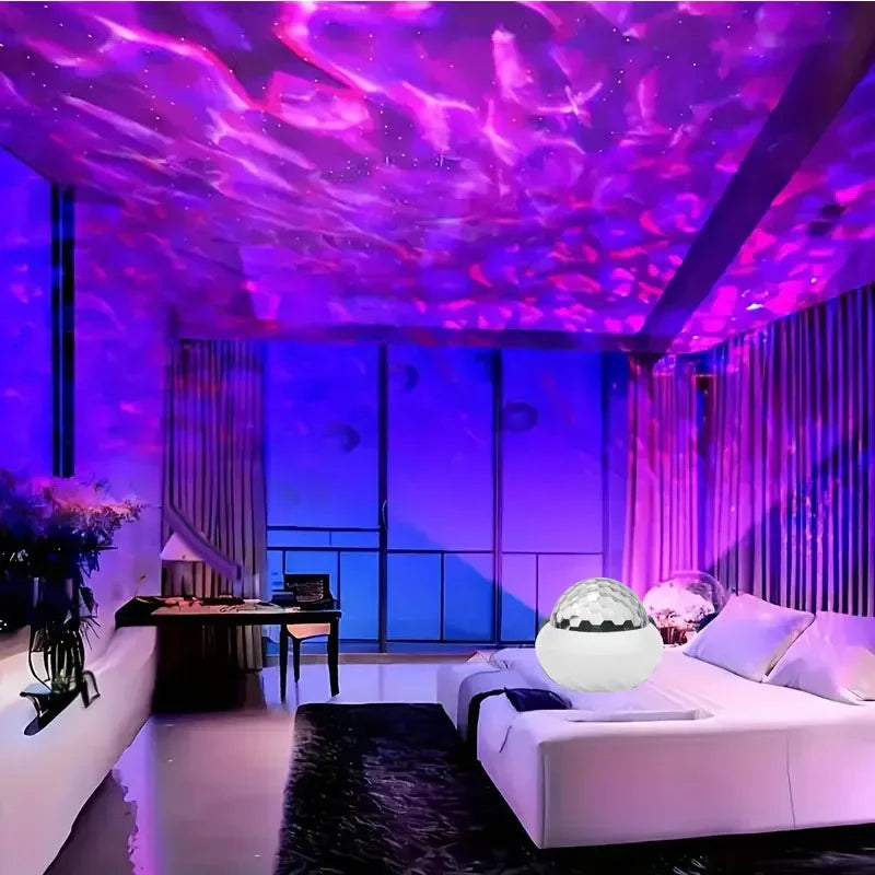 LED USB Galaxy Projector Lamp 360° Northern Aurora Ball Atmosphere Night Lights with Remote Control for Party Home Ceiling Decor