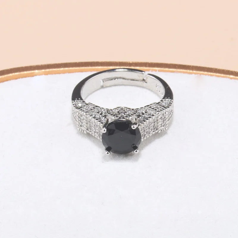 Fine Jewelry Silver 925 Fashion Party Women Dress Accessories CZ Hoop Earrings Necklace Bracelet Adjustable Ring 5-Piece Sets