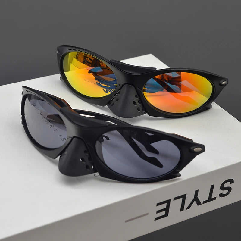 Y2K Millennium Style Unisex Outdoor Cycling Mountain Walking Sunglasses round Face Women's Fashionable Retro Elegant Sporty