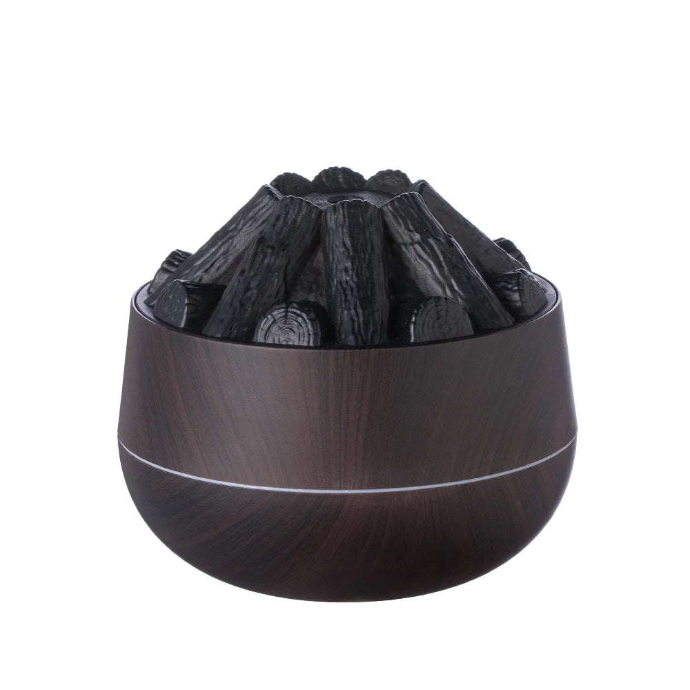 Charcoal Flame Humidifier Aromatherapy Essential Oil Diffuser 300ml Mist Ultrasonic Humidifier for Bedroom Office Night Light