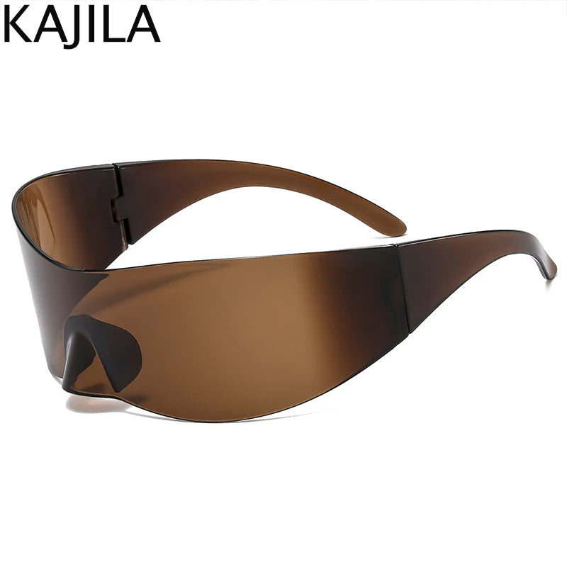 Y2K Cyber Punk One-Piece Sports Sunglasses Women Men 2025 Luxury Brand Windproof Rimless Sun Glasses For Ladies Shield Eyewear