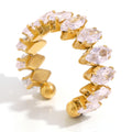Waterproof Blingbling Holiday Party Marquis 3A Cubic Zirconia Crystal Adjustable Bangles Bracelet Ring Jewelry Set