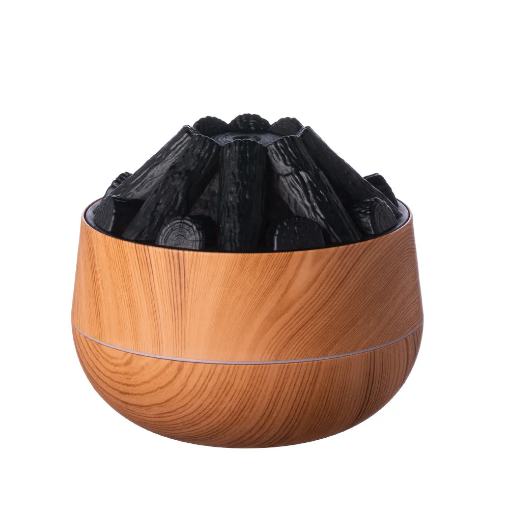 Charcoal Flame Humidifier Aromatherapy Essential Oil Diffuser 300ml Mist Ultrasonic Humidifier for Bedroom Office Night Light