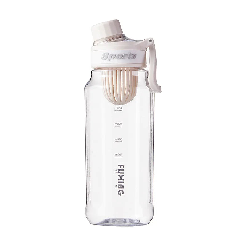 1L Sports Water Bottle Large Capacity Transparent Bottle Plastic Cup with Tea Filter Outdoor Travel Gym Fitness Water Bottle