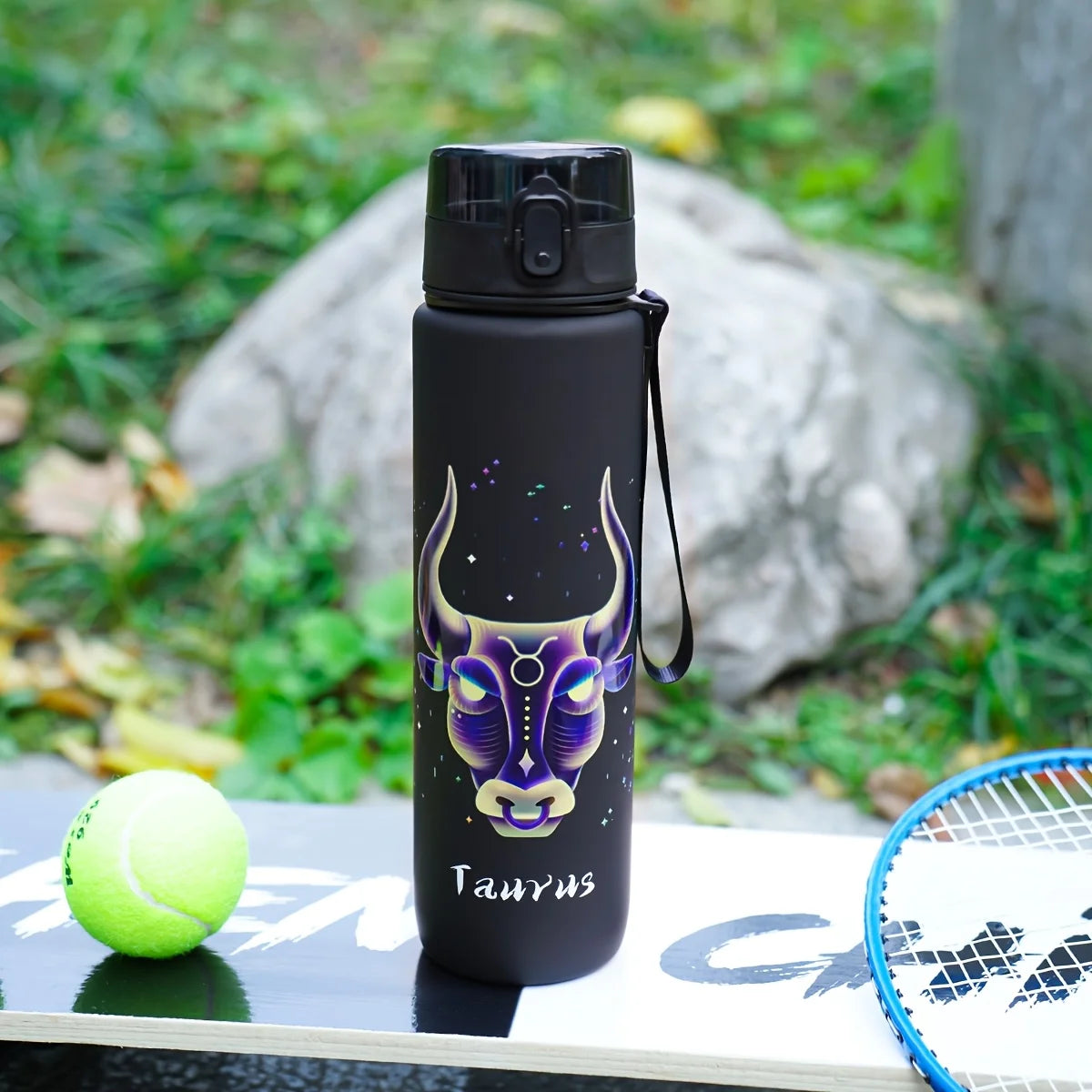 1000ml/34OZ outdoor sports constellation water bottle, with lid, leak-proof and durable, suitable for running, cycling, a gift
