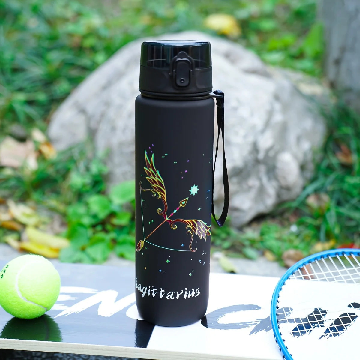 1000ml/34OZ outdoor sports constellation water bottle, with lid, leak-proof and durable, suitable for running, cycling, a gift