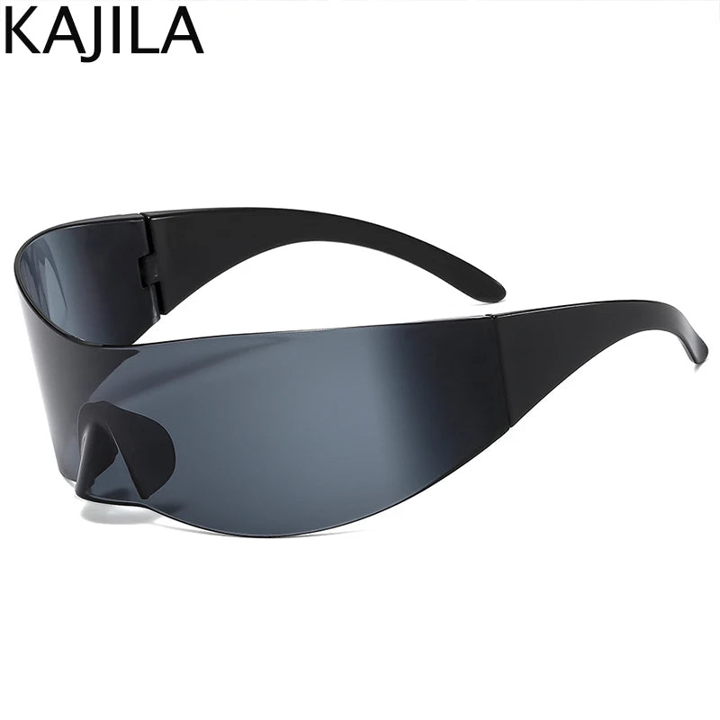 Y2K Cyber Punk One-Piece Sports Sunglasses Women Men 2025 Luxury Brand Windproof Rimless Sun Glasses For Ladies Shield Eyewear