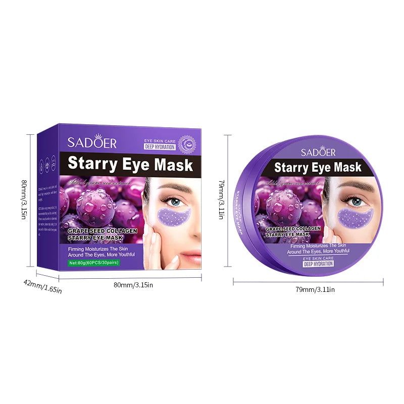 Velori Grape Eye Mask — 60pc Crystal Collagen Anti-Aging Eye Patches