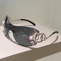 Rimless Y2k Sunglasses with Rhinestones Women Fashion Monoblock Outdoor Decor Shades Trendy Design Gradient Sun Glasses