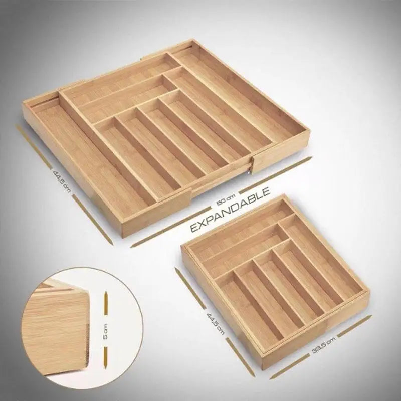Velori Bamboo Organizer — Expandable Silverware & Cutlery Storage