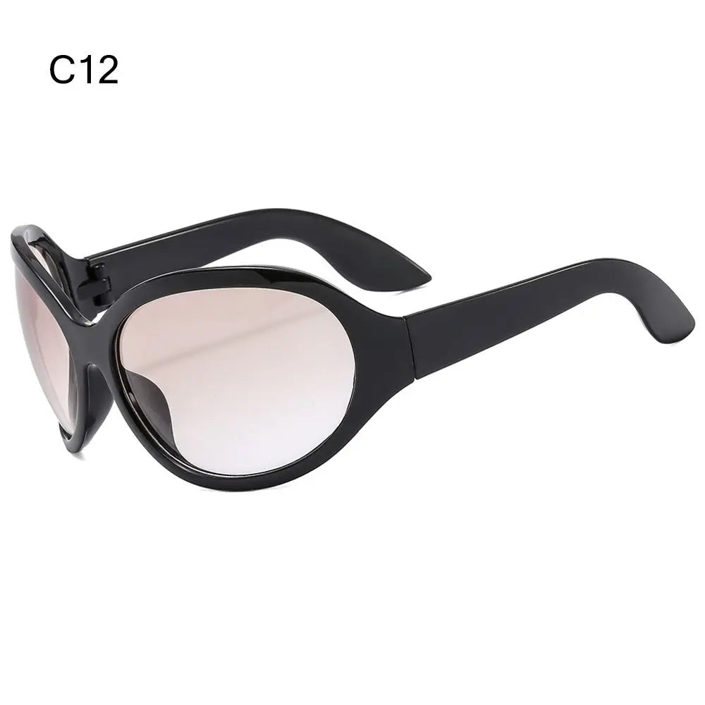 Irregular UV400 Oversized Sunglasses Y2K Shades Wrap Around Women & Men
