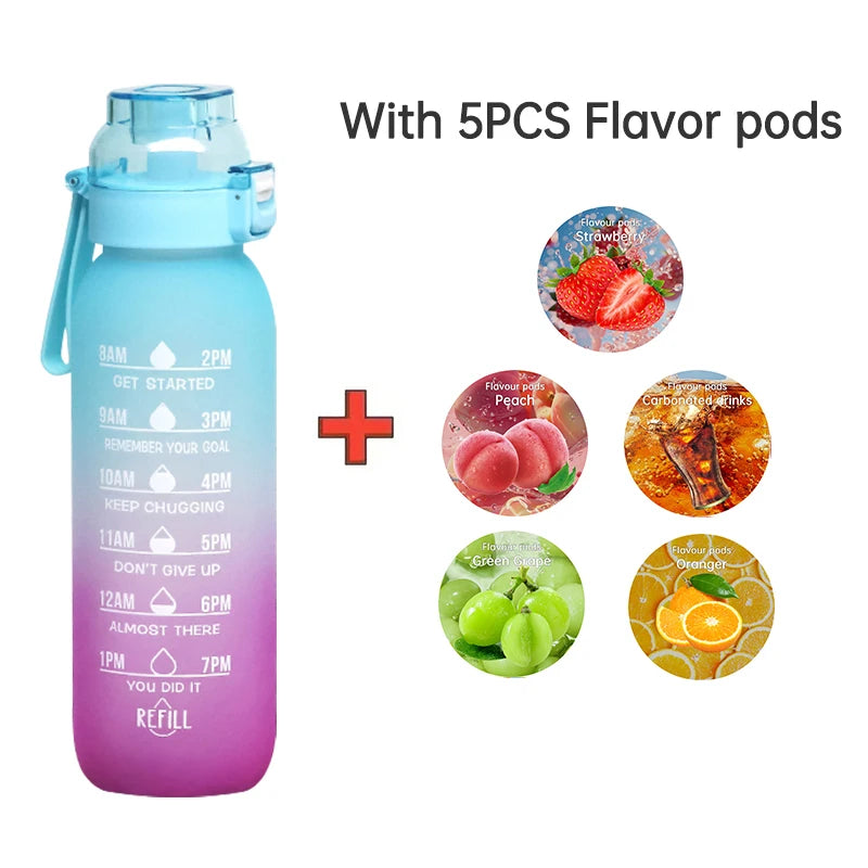 Velori Flavor Bottle — 1L Infuser Water Bottle with Straw & 5 Flavor Pods