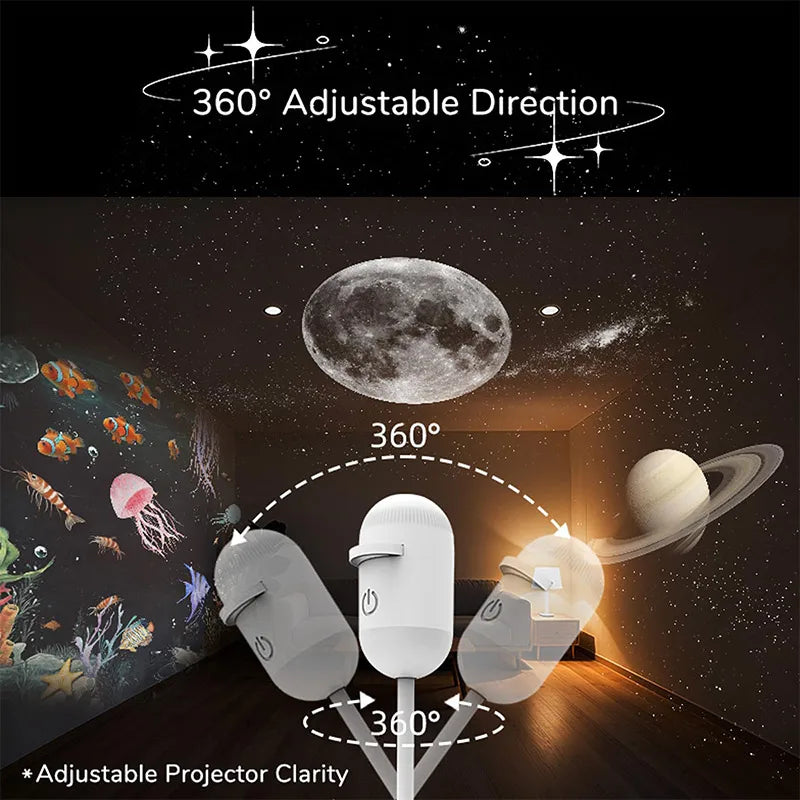 2-in-1 Mini Galaxy Star Projector Night Light Dimmable Touch Control Ambient Lamp Eye-Friendly USB Nightlight For Bedroom Decor