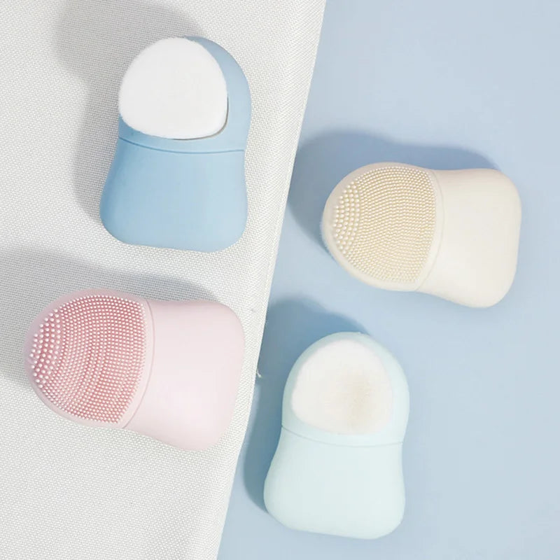 Double Sided Silicone Facial Cleansing Brush Manual Massage Facial Cleanser Brush Soft Bristles Deep Cleaning Exfoliator Tool