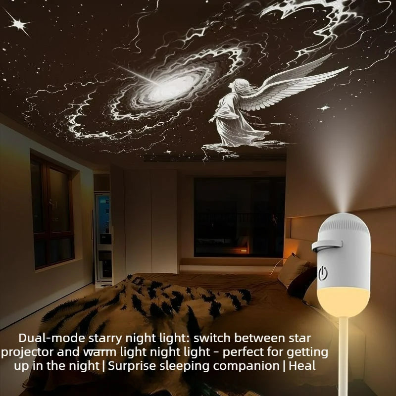 2-in-1 Mini Galaxy Star Projector Night Light – Starry Sky Ambient Lamp for Bedroom Sleep & Decoration